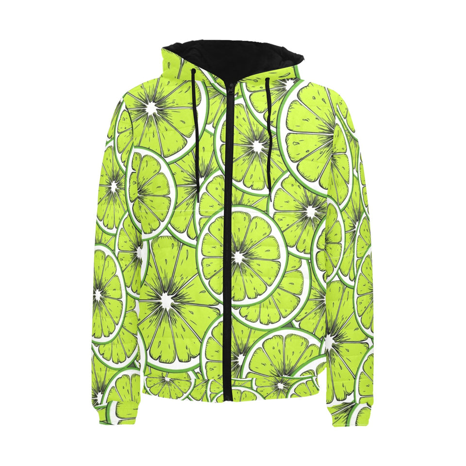 Slices of Lime design pattern Men's Padded Hooded Jacket