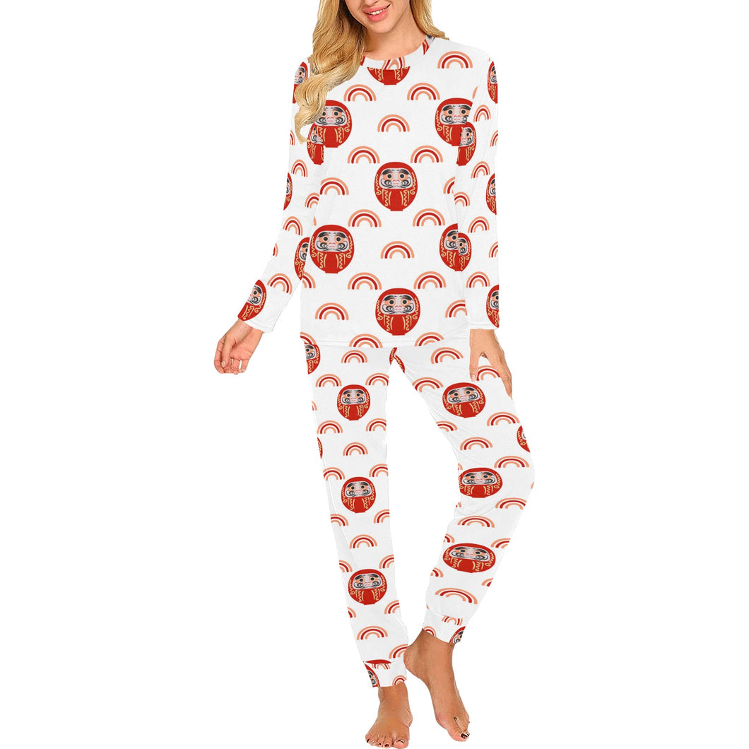 Daruma japanese wooden doll design pattern Women's All Over Print Pajama Set