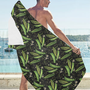 Green Peas Pattern Print Design 02 Beach Towel