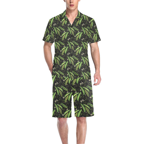 Green Peas Pattern Print Design 02 Men's V-Neck Short Pajama Set