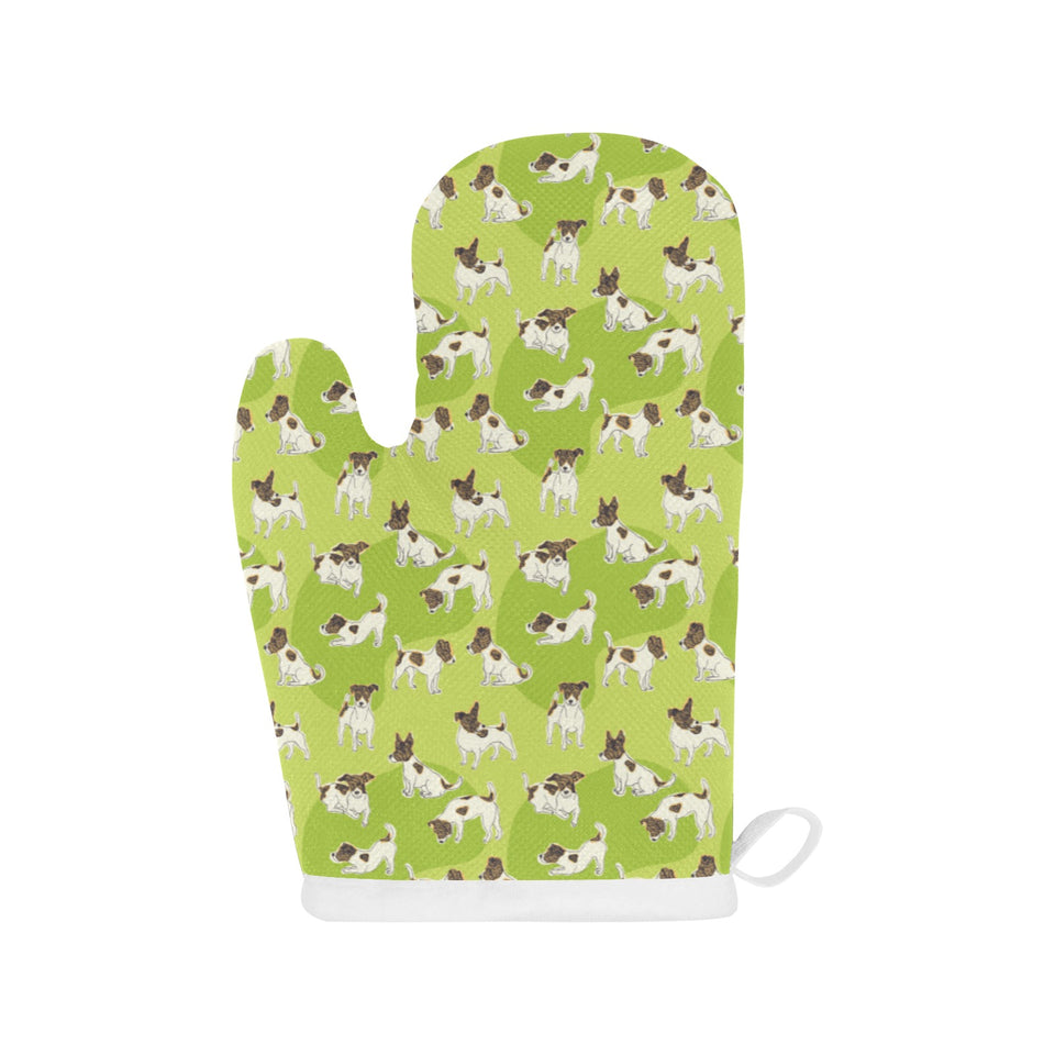 Jack Russel Pattern Print Design 01 Heat Resistant Oven Mitts