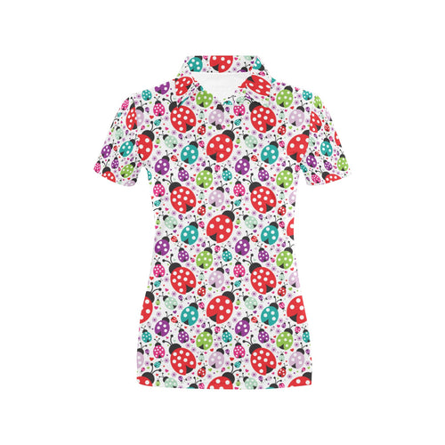 Ladybug Pattern Print Design 03 Women's All Over Print Polo Shirt