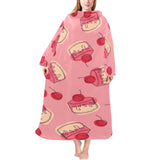 Cake cherry pattern Blanket Robe with Sleeves