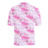 Pink flamingo flower pattern Men's All Over Print Polo Shirt