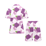 Cute Grape pattern Men's V-Neck Short Pajama Set