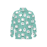 Cute sheep green background Men's Long Sleeve Polo Shirt