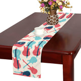 Red Blue guitar pattern Table Runner
