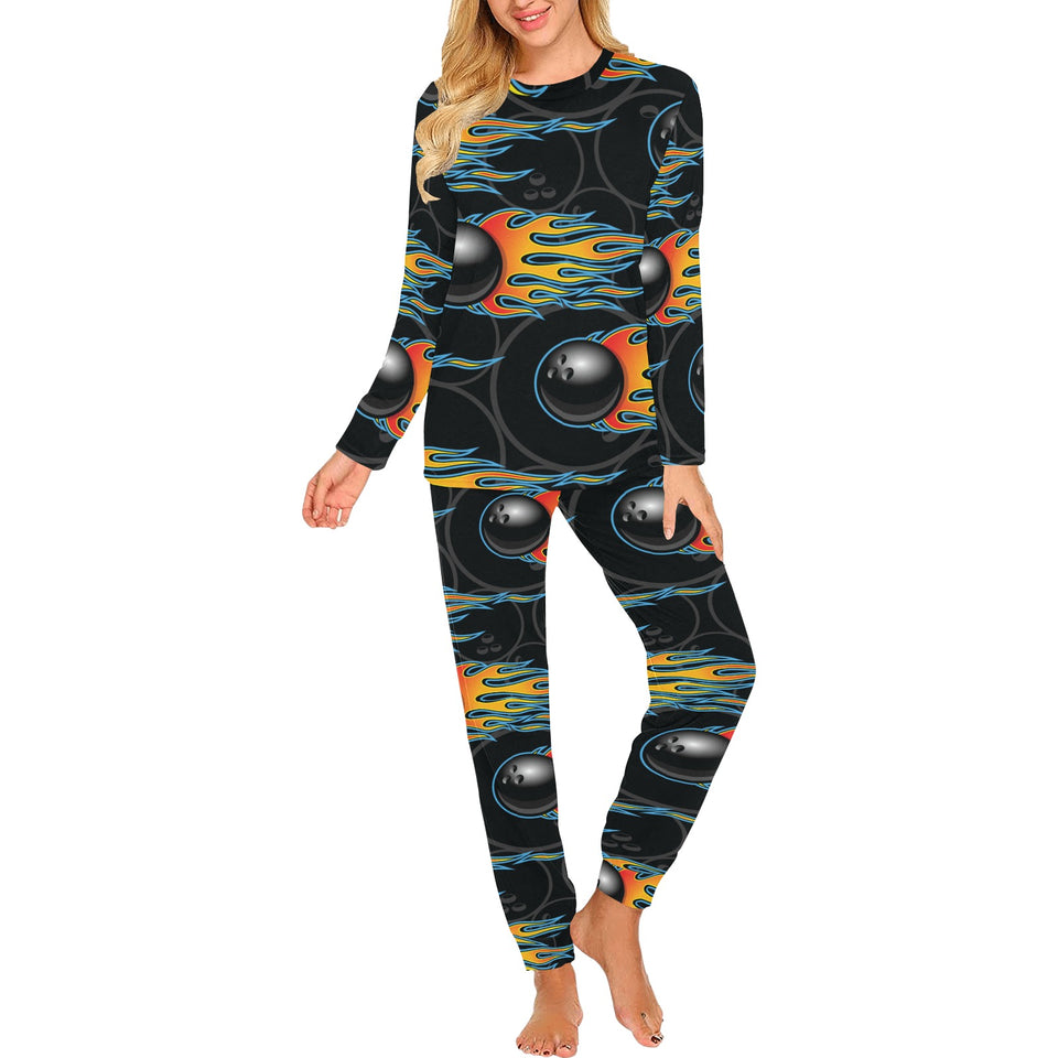 Bowling balls flame pattern Women's All Over Print Pajama Set
