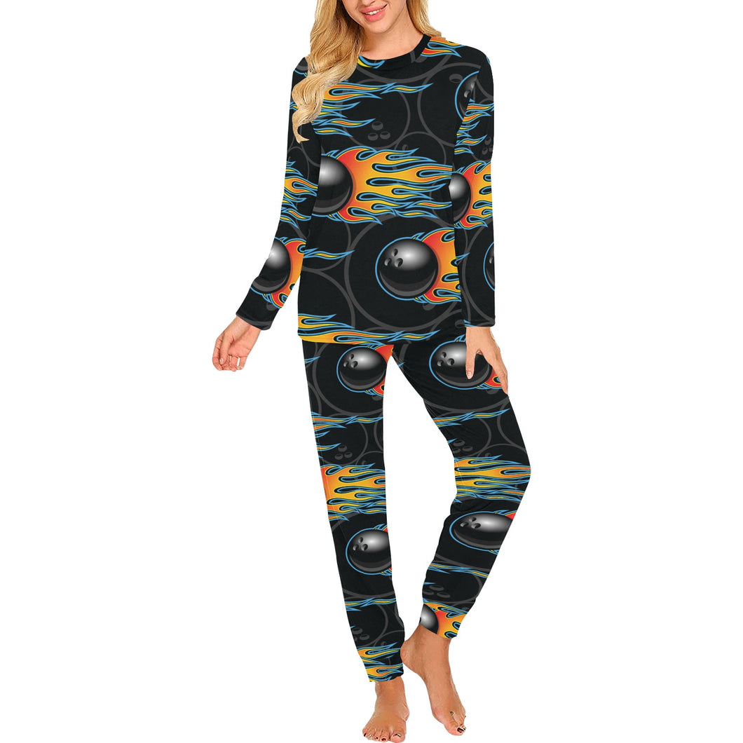 Bowling balls flame pattern Women's All Over Print Pajama Set