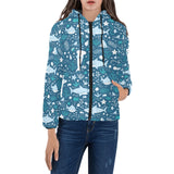 Cute shark pattern Women's Padded Hooded Jacket