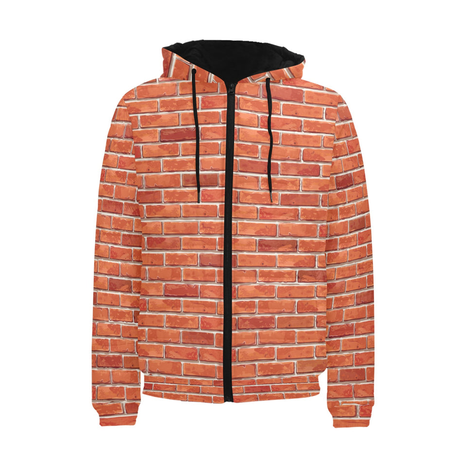 Brick Printed Pattern Print Design 03 Men's Padded Hooded Jacket