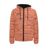 Brick Printed Pattern Print Design 03 Men's Padded Hooded Jacket