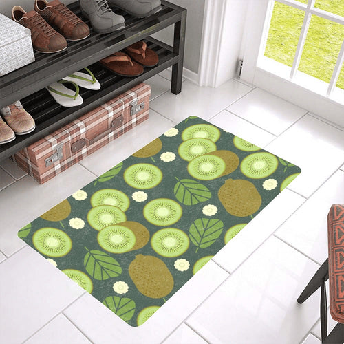 Whole sliced kiwi leave and flower Doormat