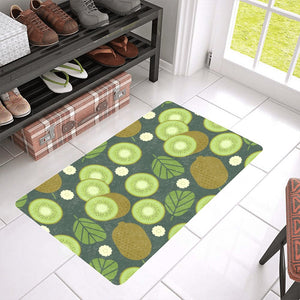 Whole sliced kiwi leave and flower Doormat