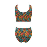 Gear Pattern Print Design 01 Chest Bowknot High Waisted Bikini Swimsuit