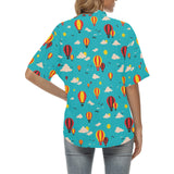 Hot Air Balloon Sky Pattern Women's All Over Print Hawaiian Shirt