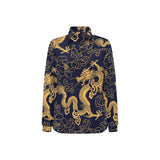 Gold dragon pattern Women's Long Sleeve Polo Shirt
