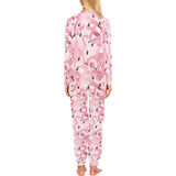Pink flamingos pattern background Women's All Over Print Pajama Set