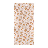 Cute Corgis Pattern pink background Beach Towel