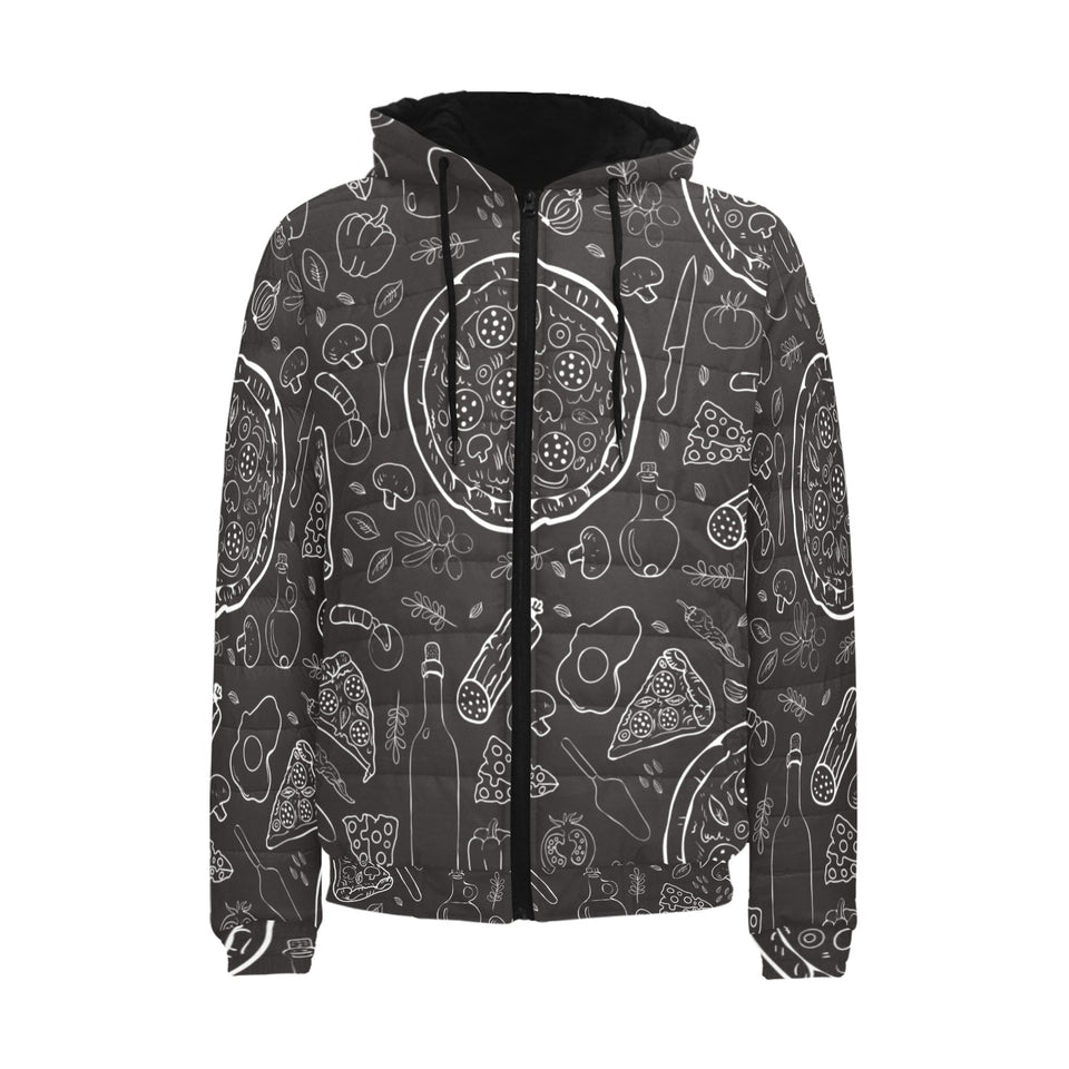 Pizza pattern Men's Padded Hooded Jacket