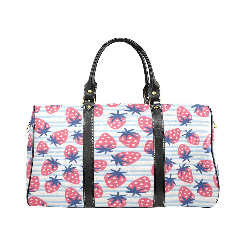 Strawberry pattern blue lines background Travel Bag