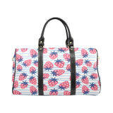 Strawberry pattern blue lines background Travel Bag