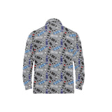 Skate Board Pattern Print Design 03 Men's Long Sleeve Polo Shirt