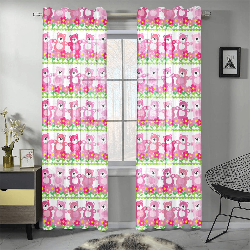 Teddy Bear Pattern Print Design 04 Gauze Curtain