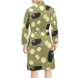 Eggplant Pattern Print Design 02 Men's Long Sleeve Belted Night Robe