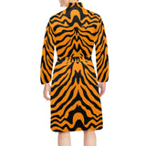 Bengal tigers skin print pattern Men's Long Sleeve Belted Night Robe