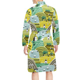Hand drawn windmill pattern Men's Long Sleeve Belted Night Robe