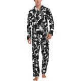 Crow illustration pattern Men's Long Pajama Set