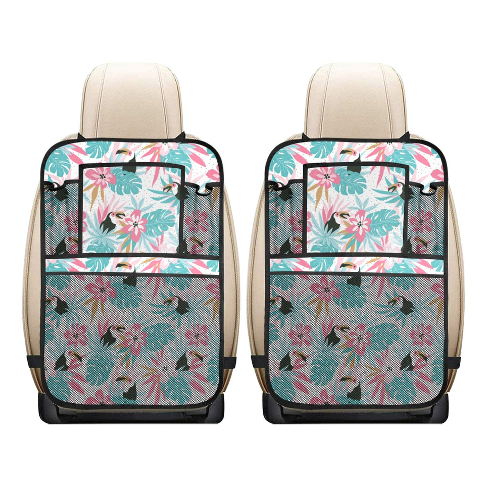 Toucan tropical flower leave pattern Car Seat Back Organizer