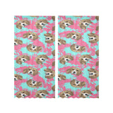 Beagle muzzles turquoise paint splashes pink patte Gauze Curtain