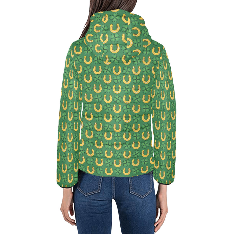 Horseshoes Pattern Print Design 05 Women's Padded Hooded Jacket