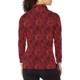 Rose Pattern Print Design 03 Women's Long Sleeve Polo Shirt