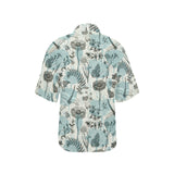 Dragonfly Butterfly Plants insect flower vintage s Women's All Over Print Hawaiian Shirt