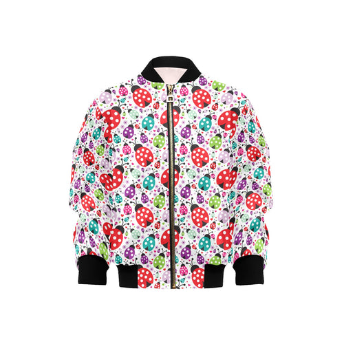 Ladybug Pattern Print Design 03 Kids' Boys' Girls' Bomber Jacket