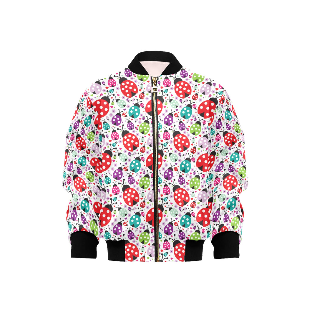 Ladybug Pattern Print Design 03 Kids' Boys' Girls' Bomber Jacket
