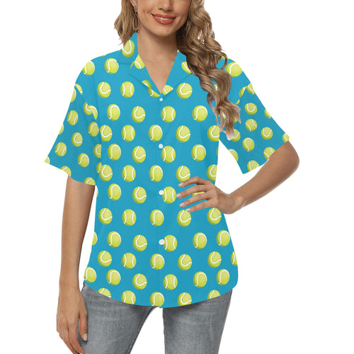 Tennis Pattern Print Design 05 Women's All Over Print Hawaiian Shirt