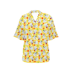 Yorkshire Terrier Pattern Print Design 05 Women's All Over Print Hawaiian Shirt