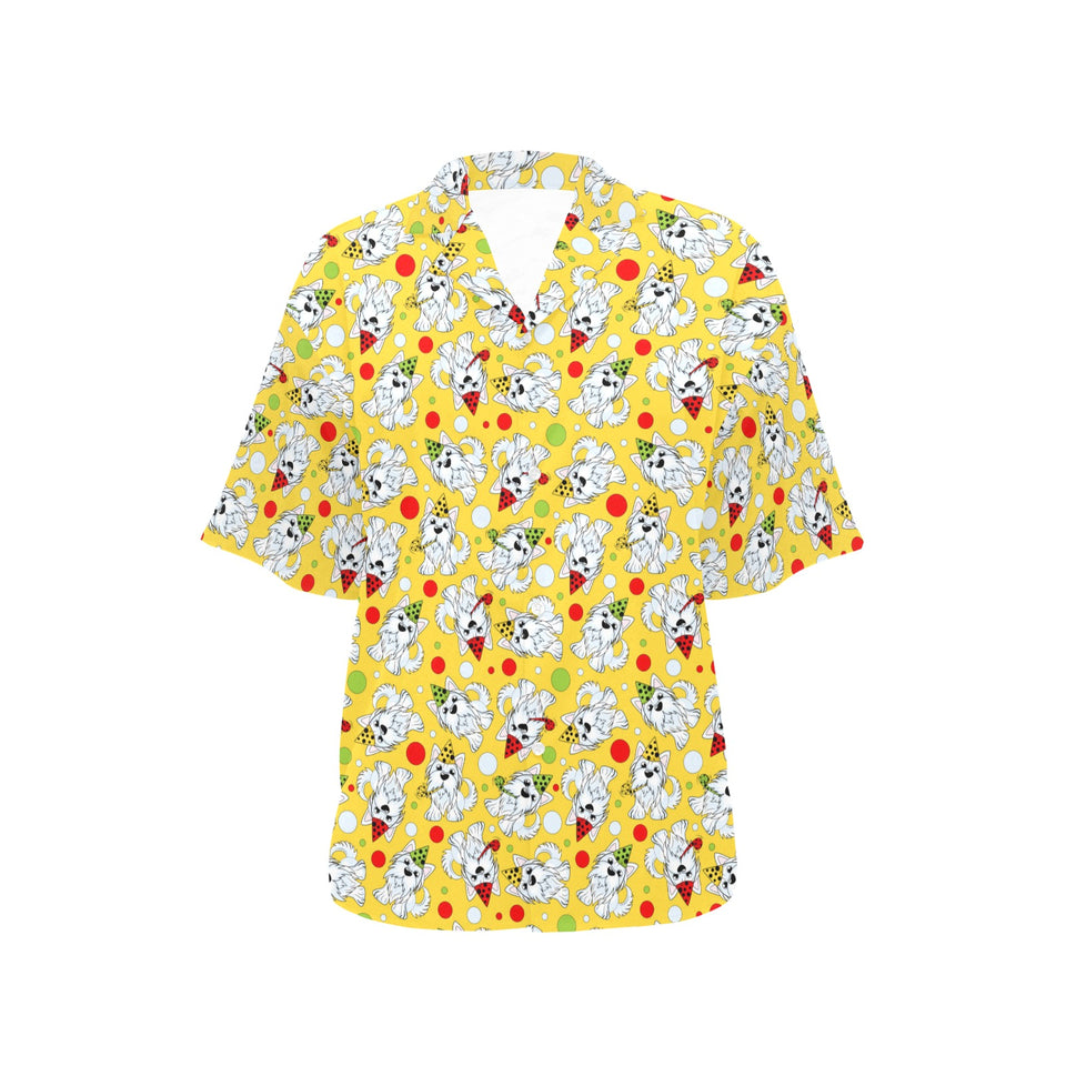 Yorkshire Terrier Pattern Print Design 05 Women's All Over Print Hawaiian Shirt