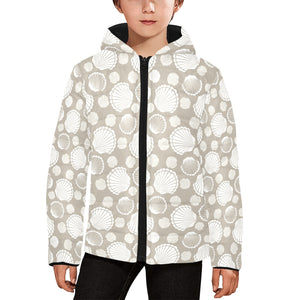 Scallop shell pattern Kids' Boys' Girls' Padded Hooded Jacket