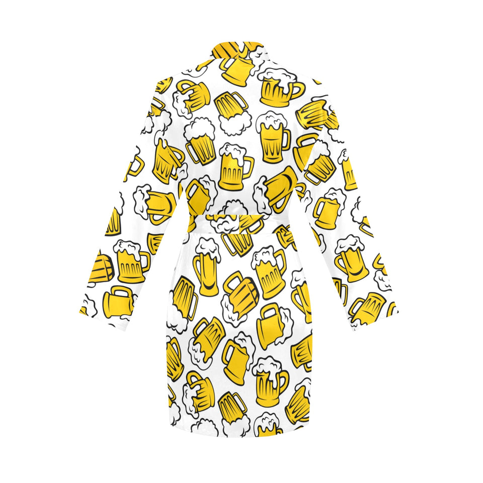 Beer design pattern Women's Long Sleeve Belted Night Robe