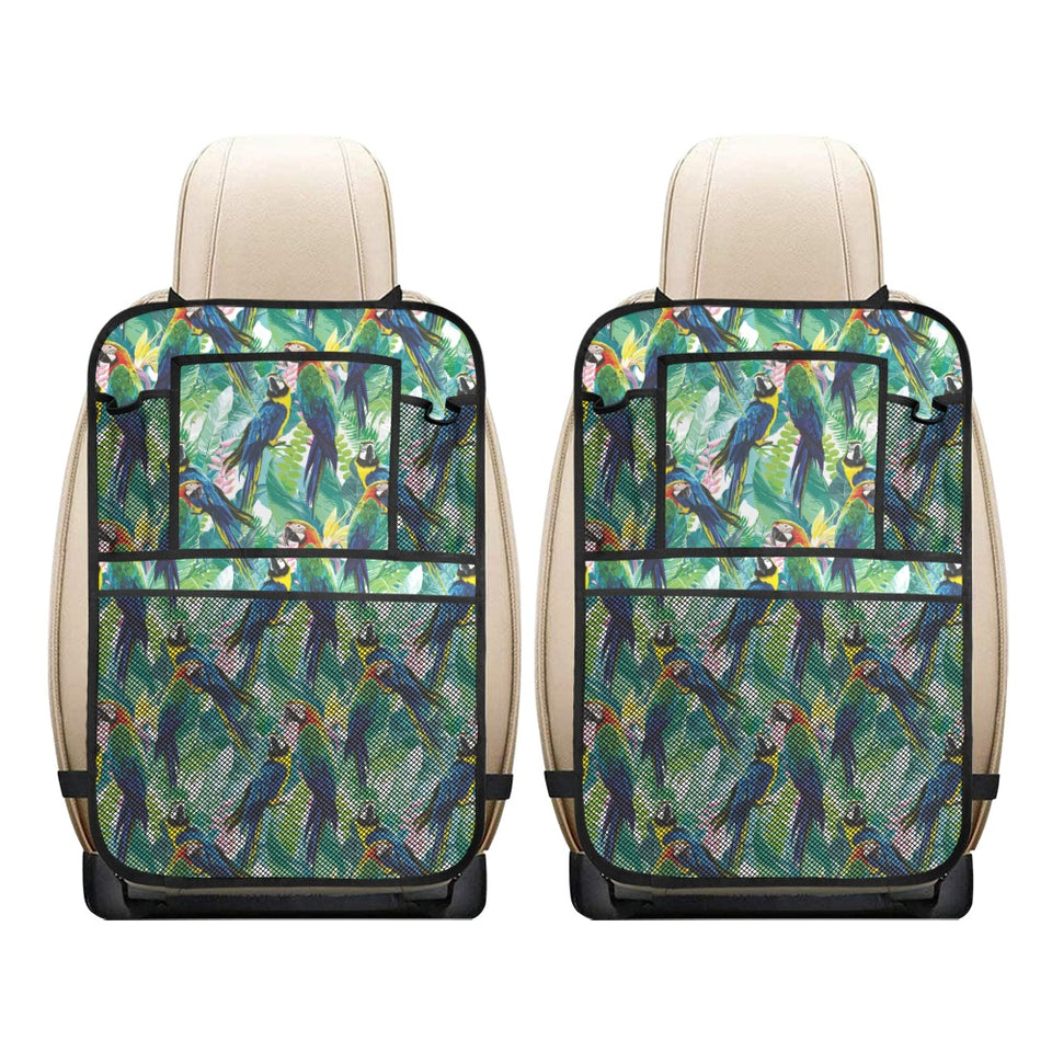Colorful parrot exotic flower leaves Car Seat Back Organizer