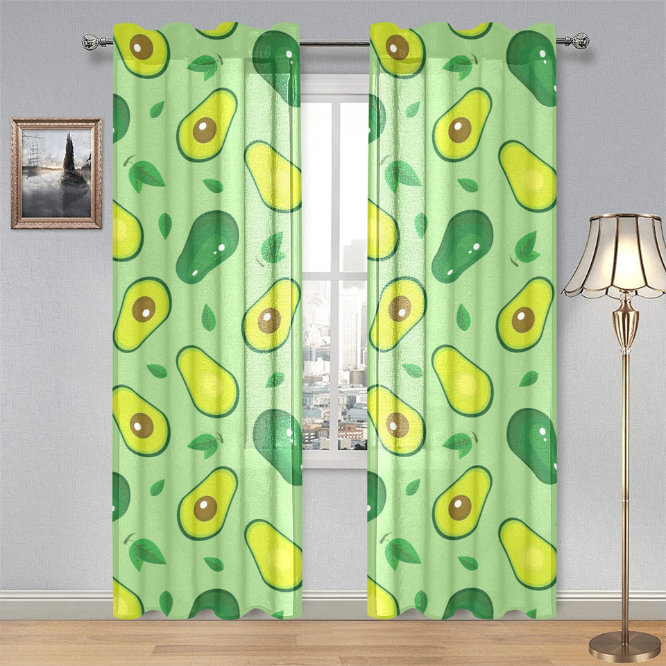 Avocado pattern green background Gauze Curtain