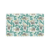 Cute sloths tropical palm leaves white background Doormat