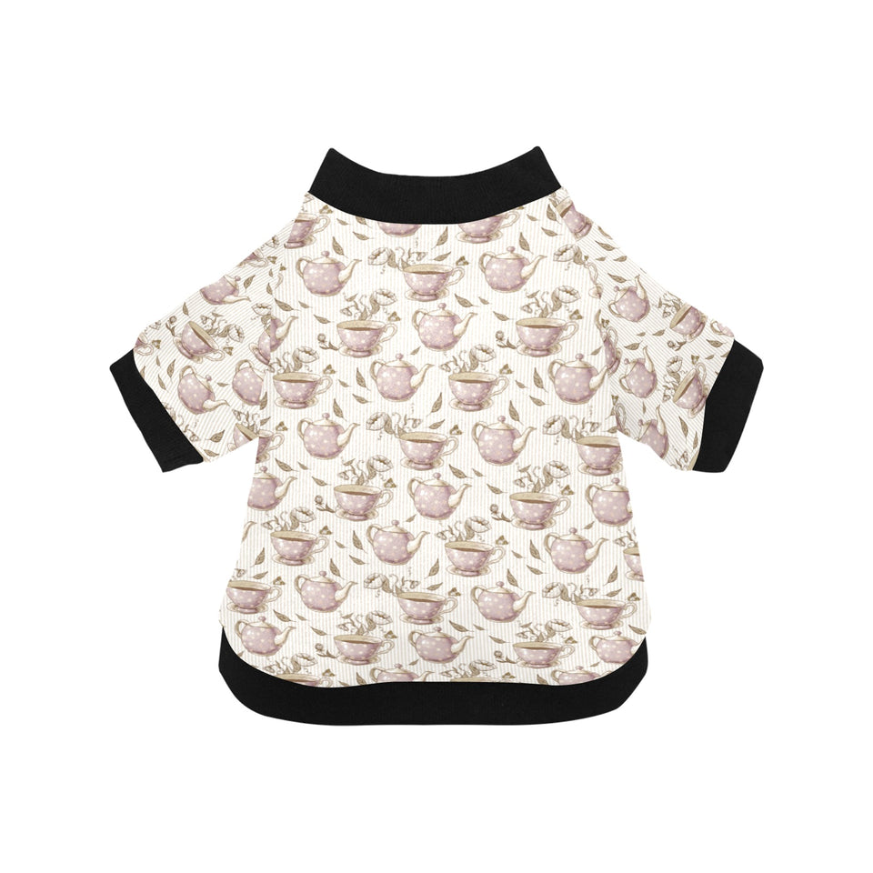Tea pots Pattern Print Design 03 All Over Print Pet Dog Round Neck Fuzzy Shirt