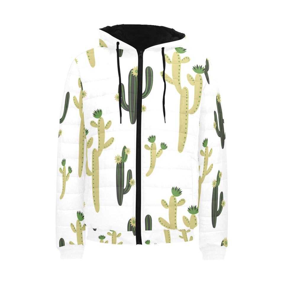 Cute cactus pattern Men's Padded Hooded Jacket