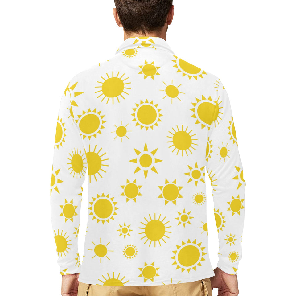 Sun pattern Men's Long Sleeve Polo Shirt